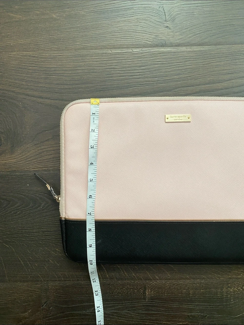 kate spade Two-Tone Pink and Black Laptop Sleeve with Gold Logo